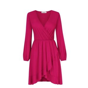 Leadingstar Women's Vneck A-Line Ruffles Cocktail Party Dress